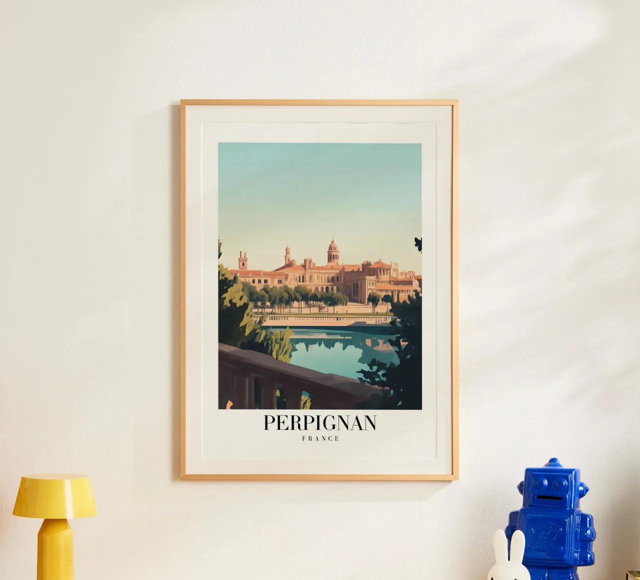 Perpignan stadsgezicht kunstdruk - Franse Catalaanse charme poster van homdeco
