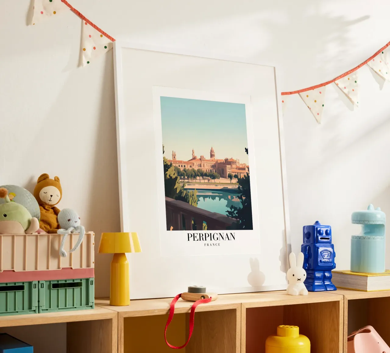 Perpignan stadsgezicht kunstdruk - Franse Catalaanse charme poster van homdeco