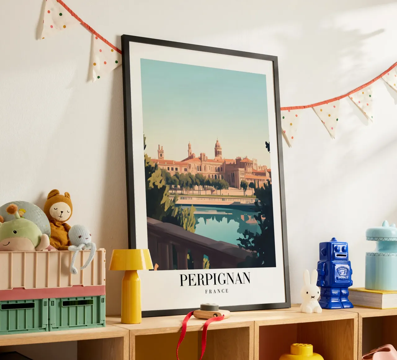 Perpignan stadsgezicht kunstdruk - Franse Catalaanse charme poster van homdeco