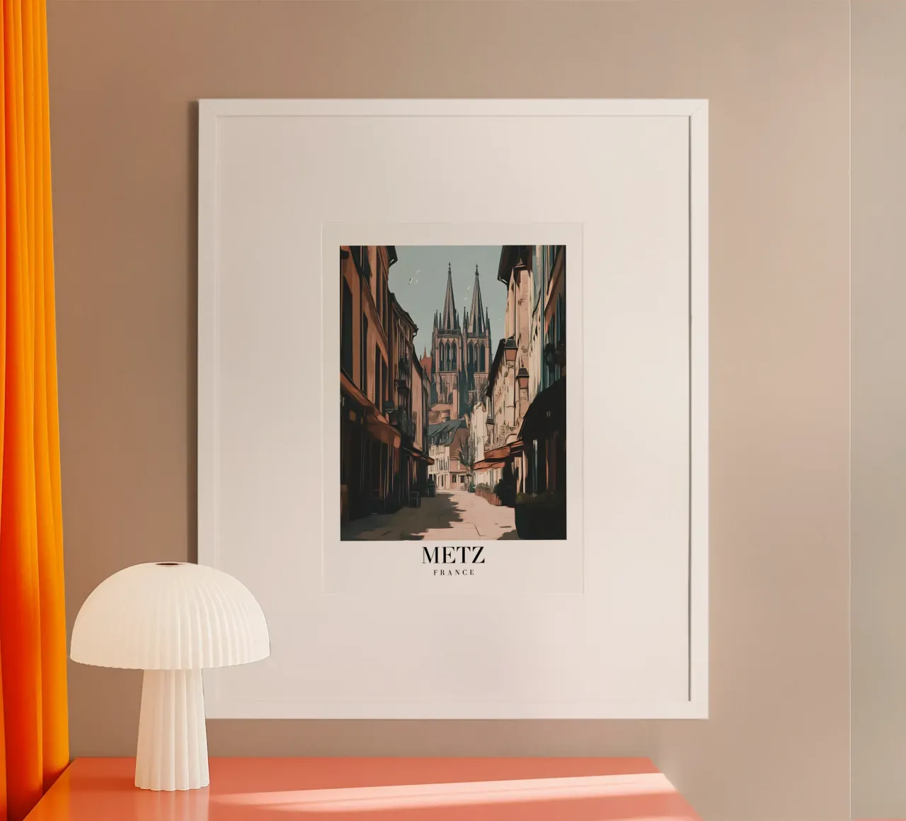 Stampa d'arte sulla cattedrale di Metz - Grandezza gotica francese poster con telaio in alluminio da homdeco