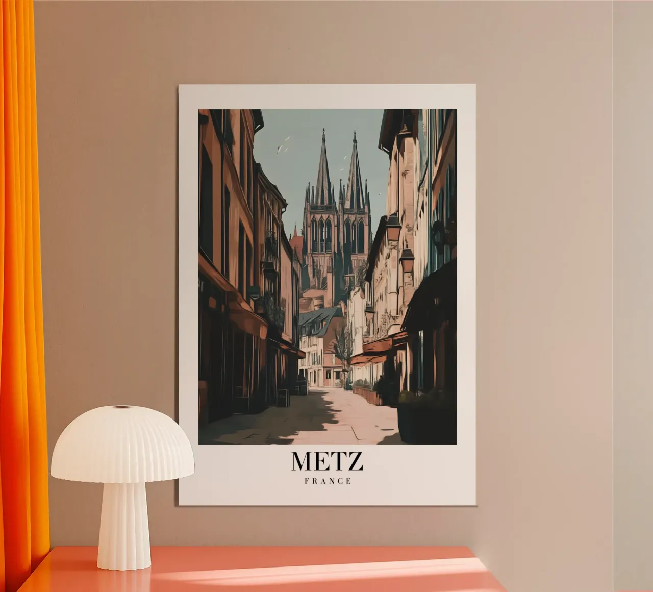 Stampa d'arte sulla cattedrale di Metz - Grandezza gotica francese poster con telaio in alluminio da homdeco