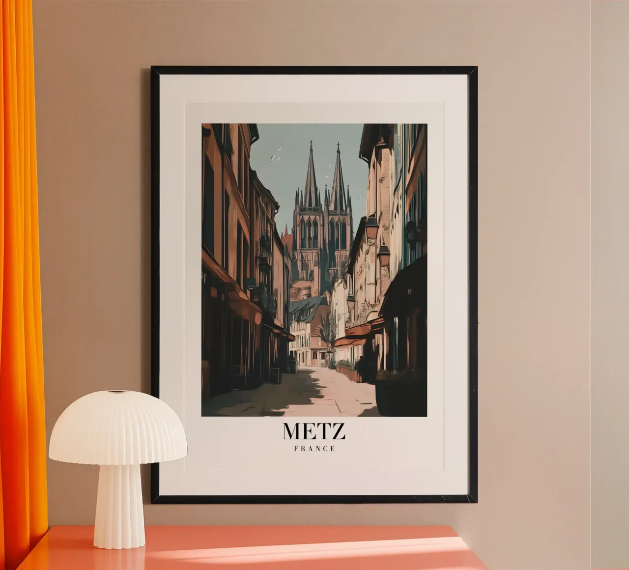 Stampa d'arte sulla cattedrale di Metz - Grandezza gotica francese poster con telaio in alluminio da homdeco