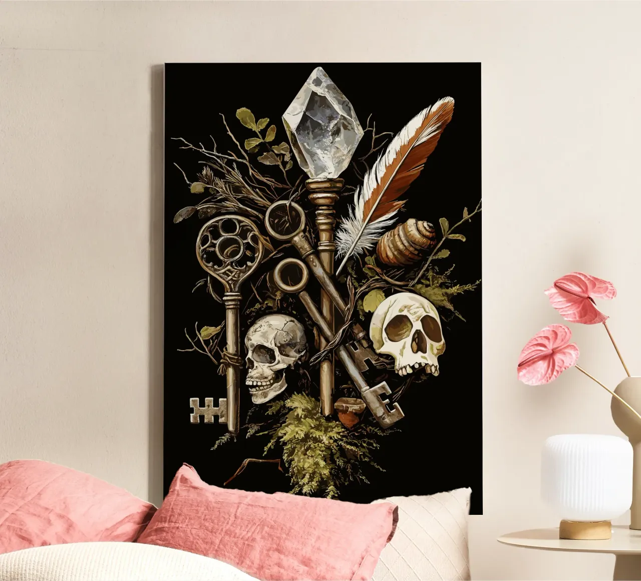 Sleutel tot de vergeten wereld canvas met Baklijst van pixelbull - medieval art and more