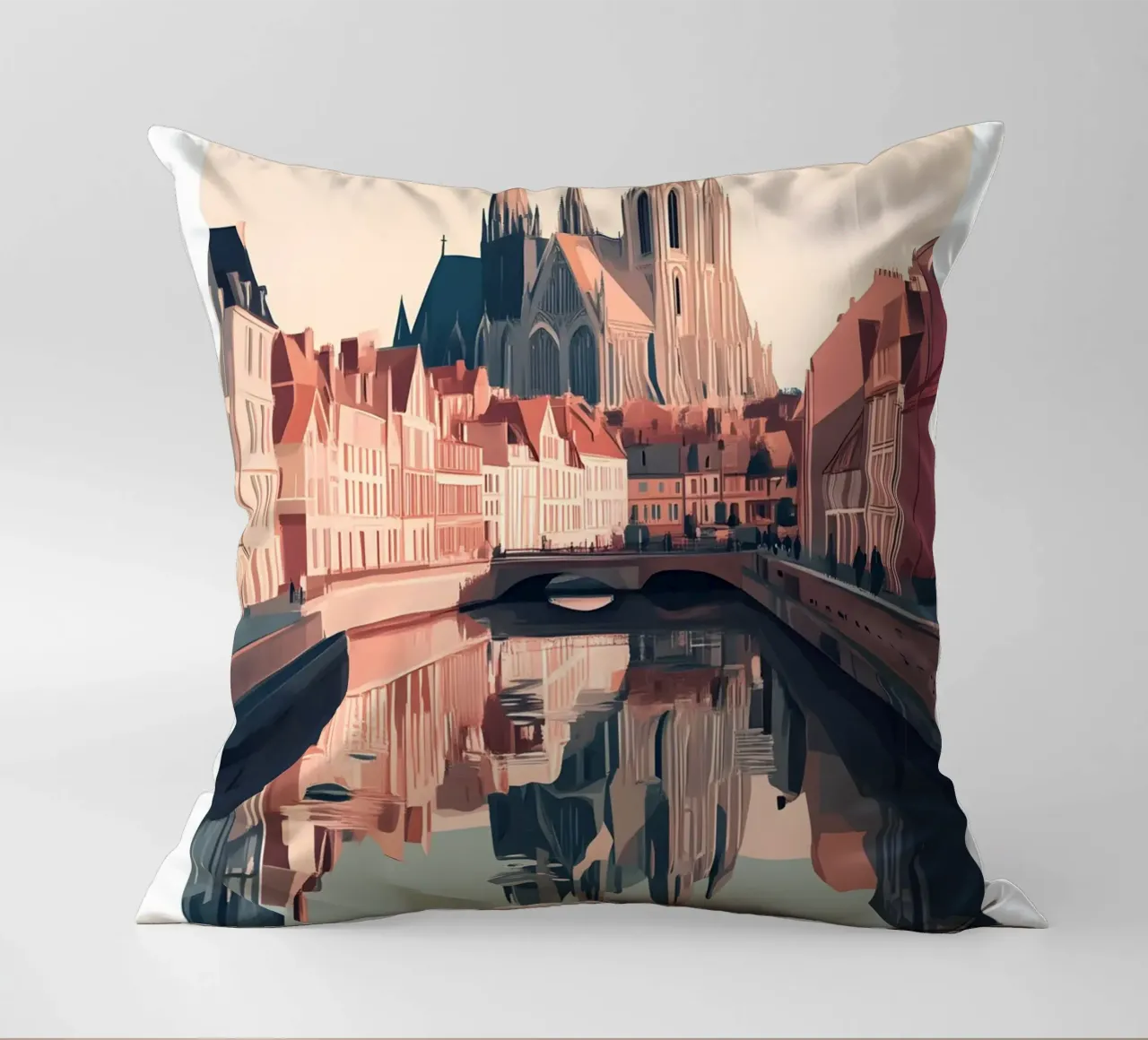 Stampa sul canale della cattedrale di Amiens - Gotico francese cuscino da homdeco