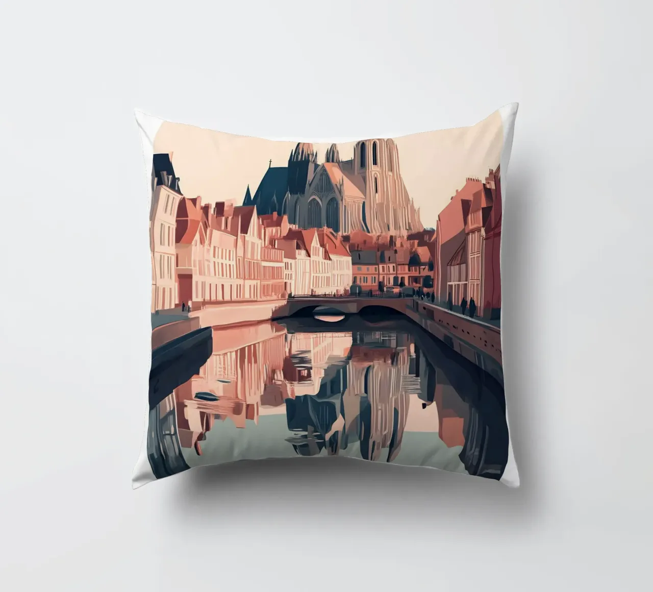Stampa sul canale della cattedrale di Amiens - Gotico francese cuscino da homdeco