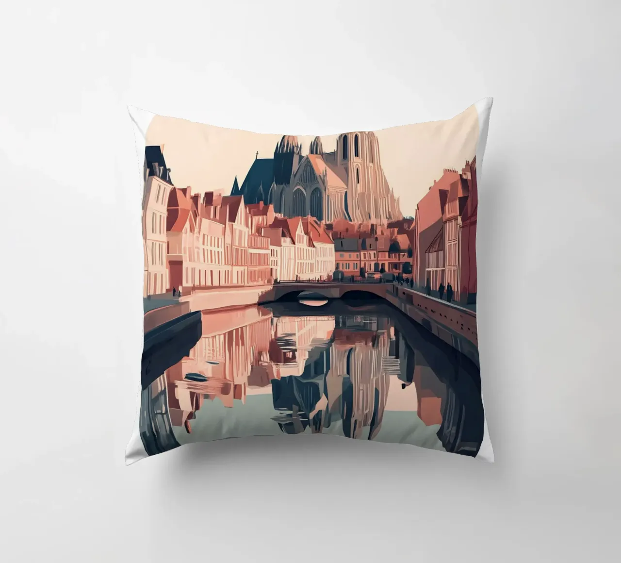 Stampa sul canale della cattedrale di Amiens - Gotico francese cuscino da homdeco
