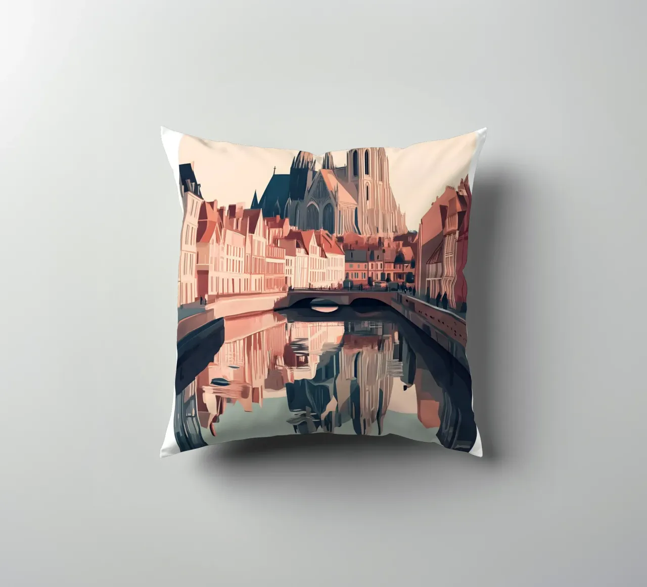 Stampa sul canale della cattedrale di Amiens - Gotico francese cuscino da homdeco