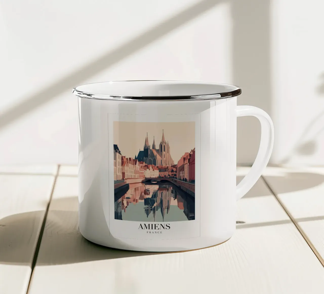 Stampa sul canale della cattedrale di Amiens - Gotico francese tazza in smalto da homdeco