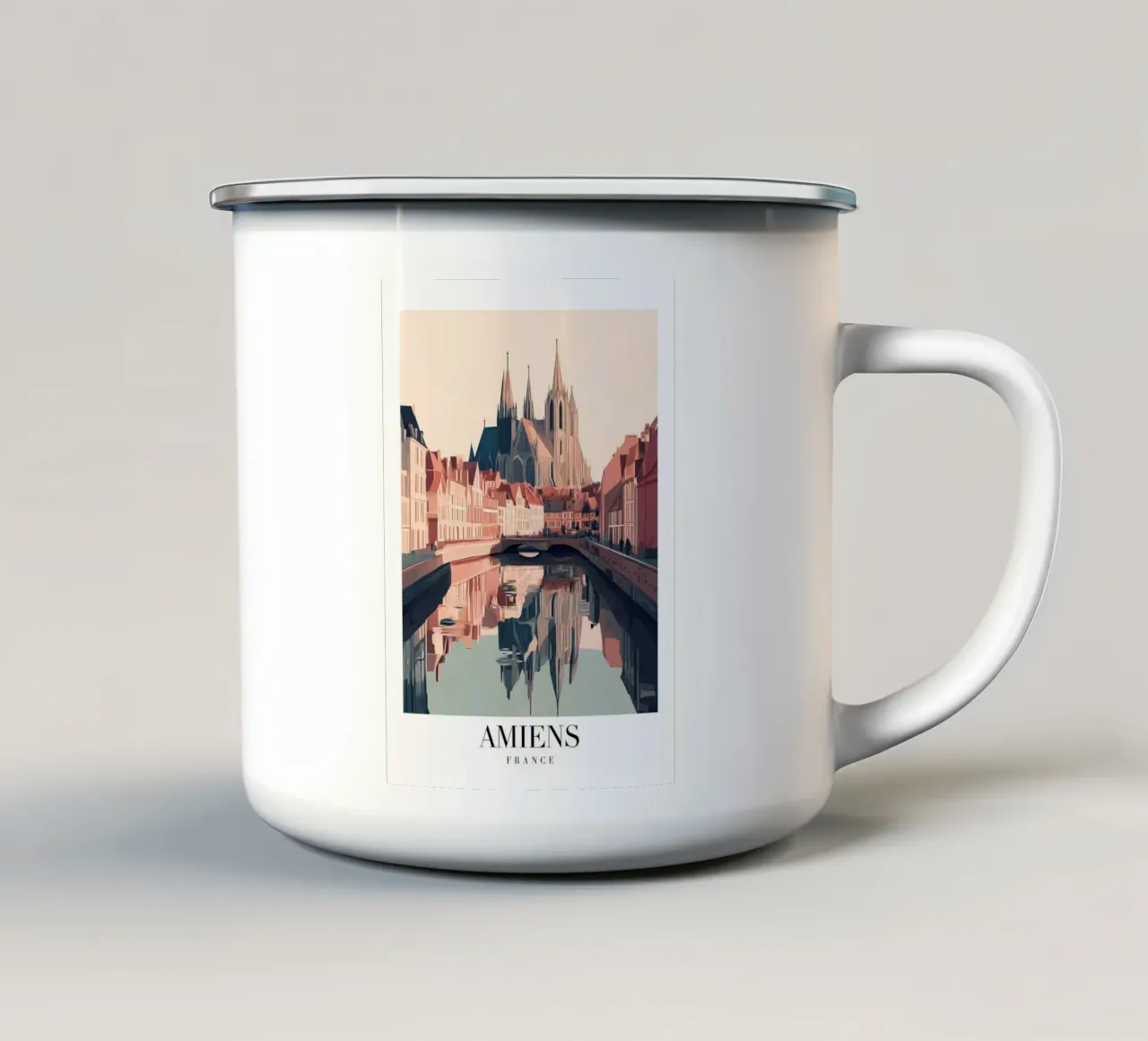 Stampa sul canale della cattedrale di Amiens - Gotico francese tazza in smalto da homdeco