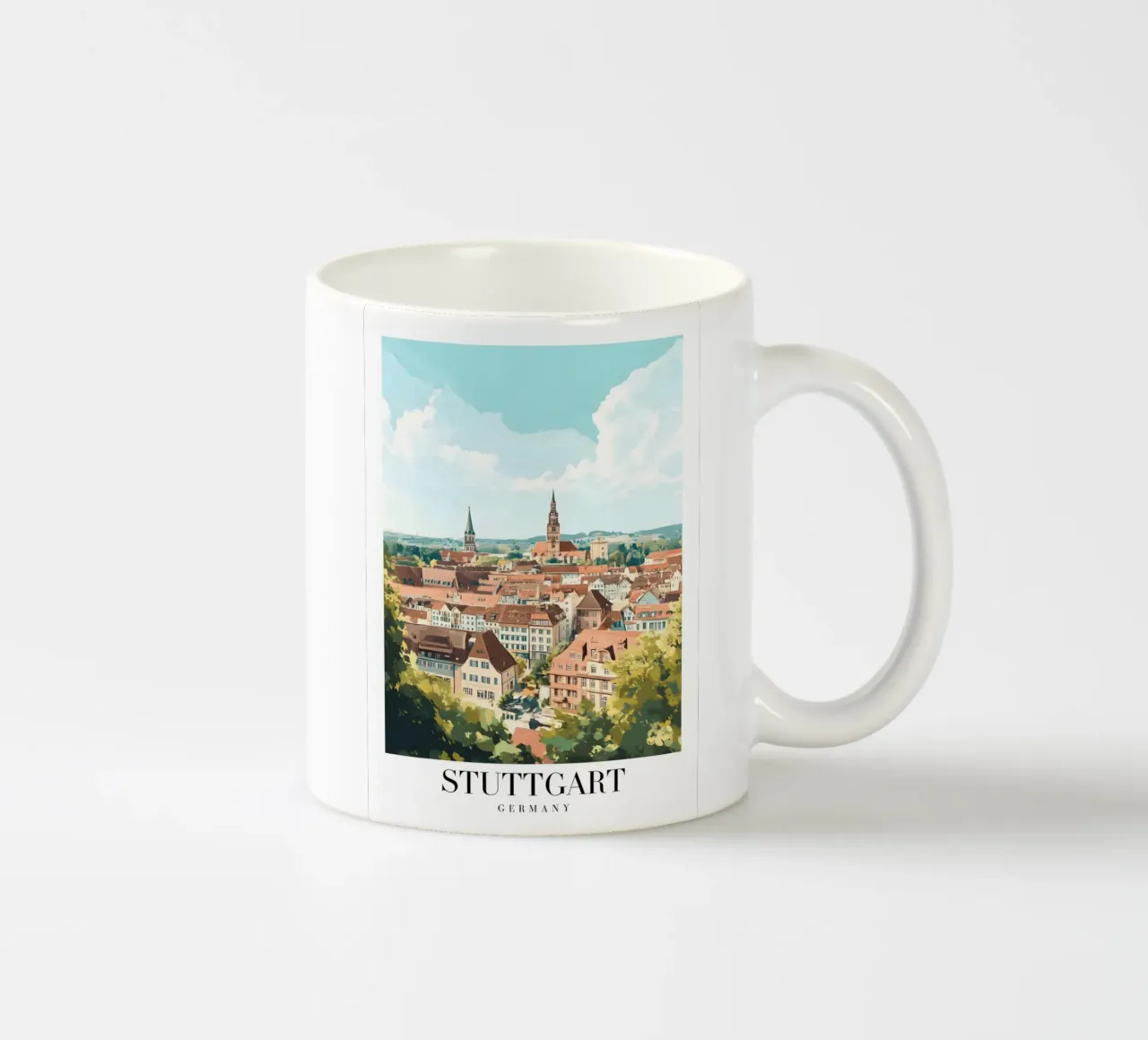 Kunstdruk stadsgezicht Stuttgart - Duitse charme & heuvels keramische mok van homdeco