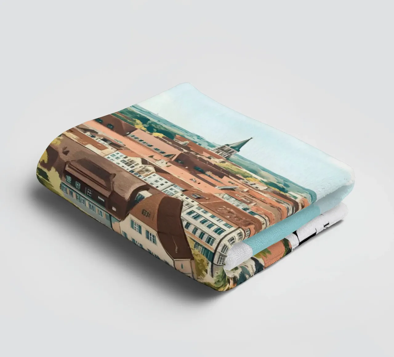 Kunstdruk stadsgezicht Stuttgart - Duitse charme & heuvels badhanddoek van homdeco