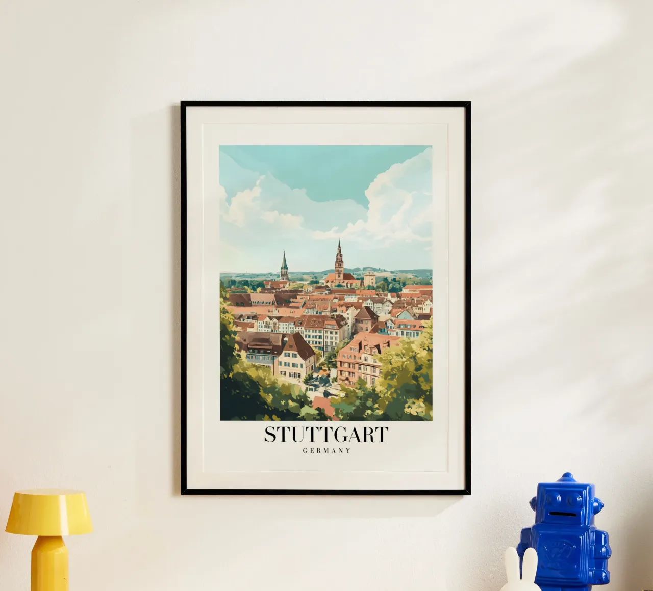 Kunstdruk stadsgezicht Stuttgart - Duitse charme & heuvels poster van homdeco