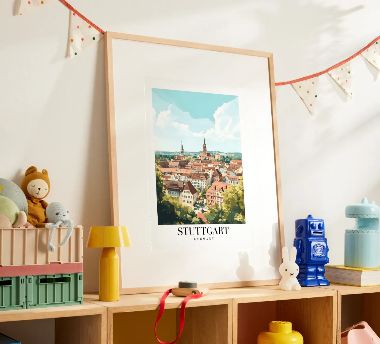 Kunstdruk stadsgezicht Stuttgart - Duitse charme & heuvels poster van homdeco