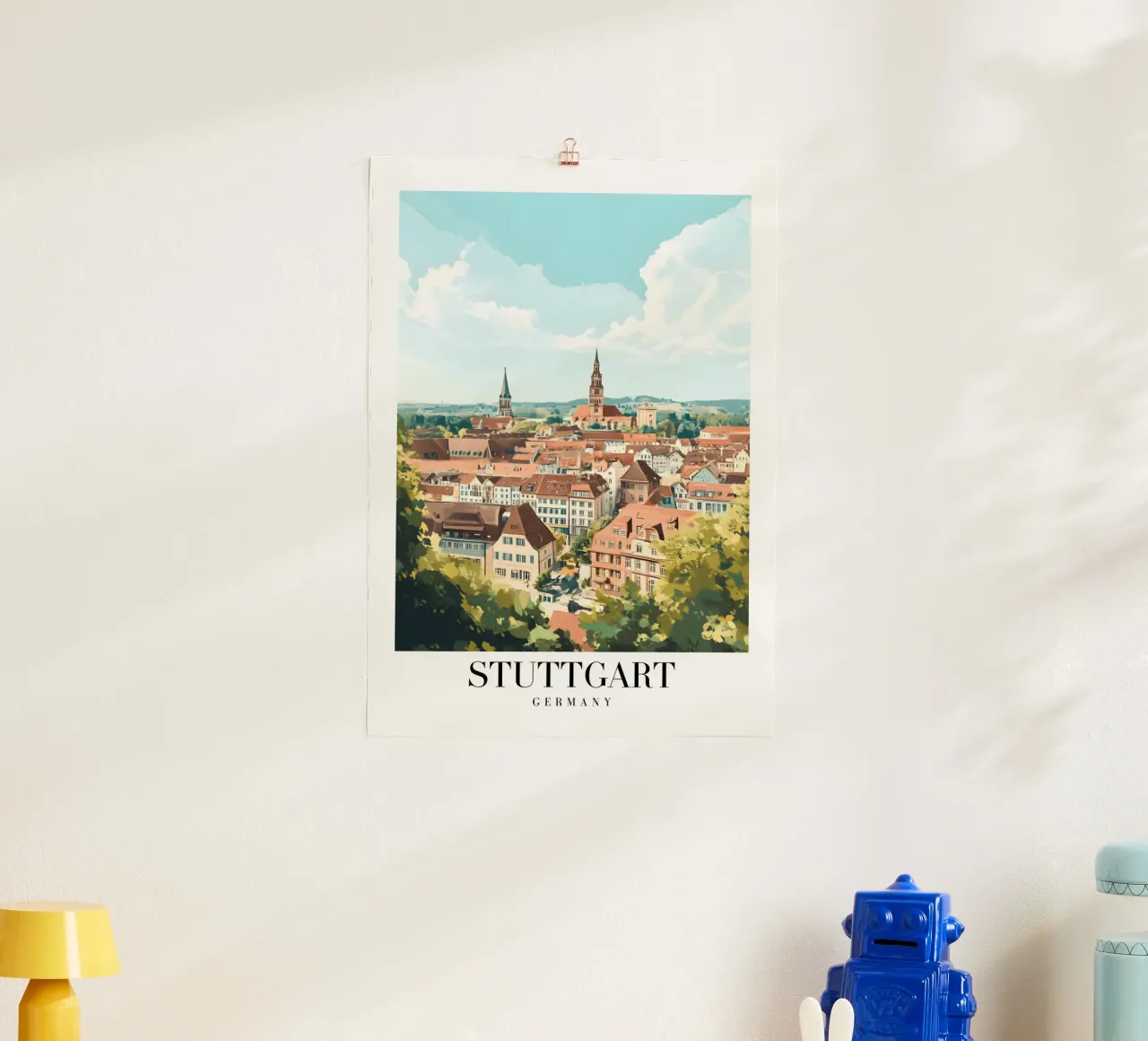 Kunstdruk stadsgezicht Stuttgart - Duitse charme & heuvels poster van homdeco