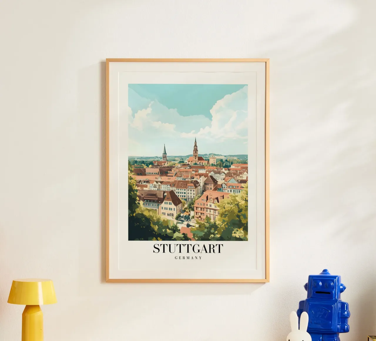 Kunstdruk stadsgezicht Stuttgart - Duitse charme & heuvels poster van homdeco