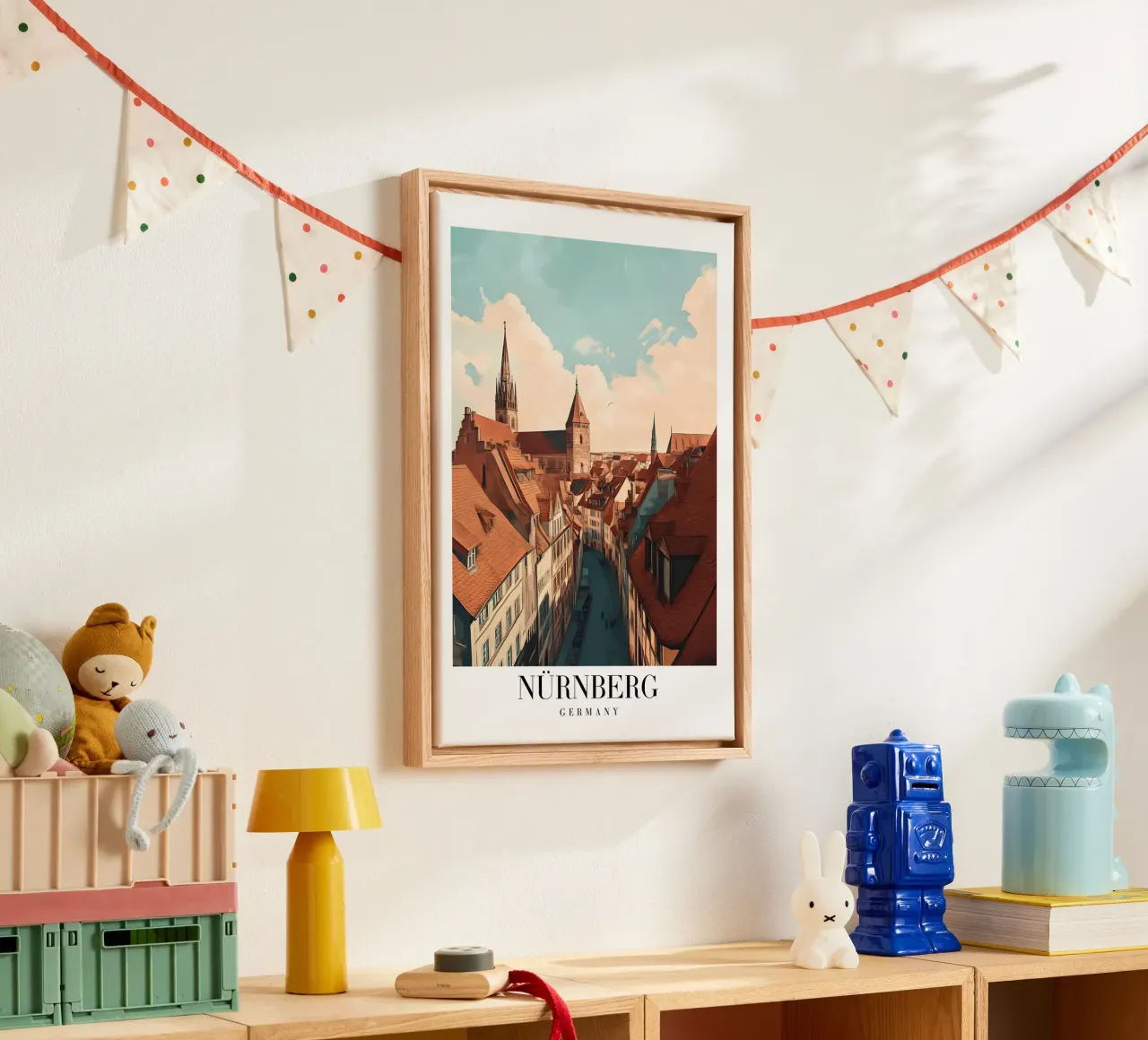 Nürnberg Oude Stad Kunstdruk - Duitse Middeleeuwse Charme canvas met Baklijst van homdeco