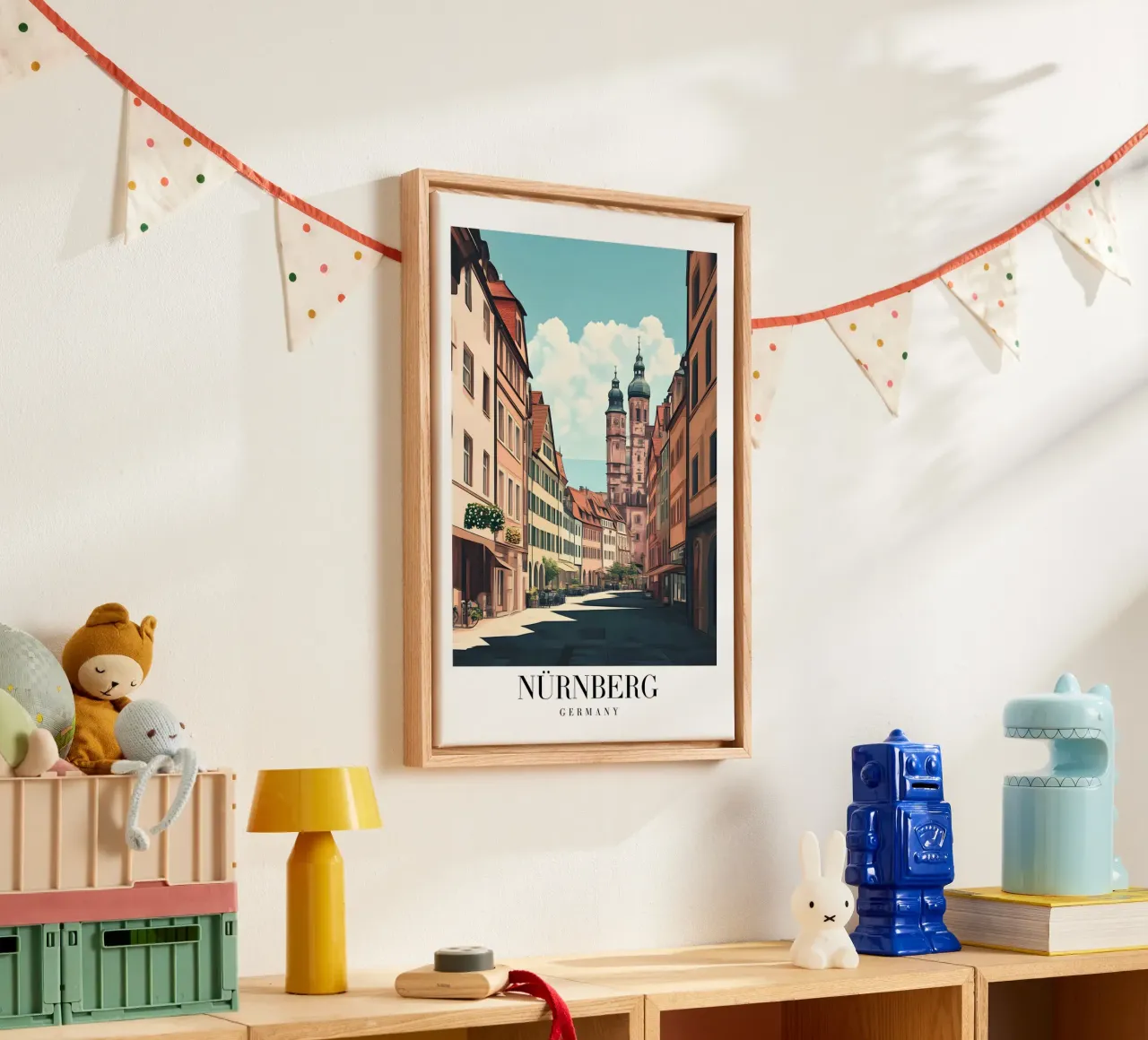Nürnberg Street Art Print - Historische Duitse architectuur canvas met Baklijst van homdeco