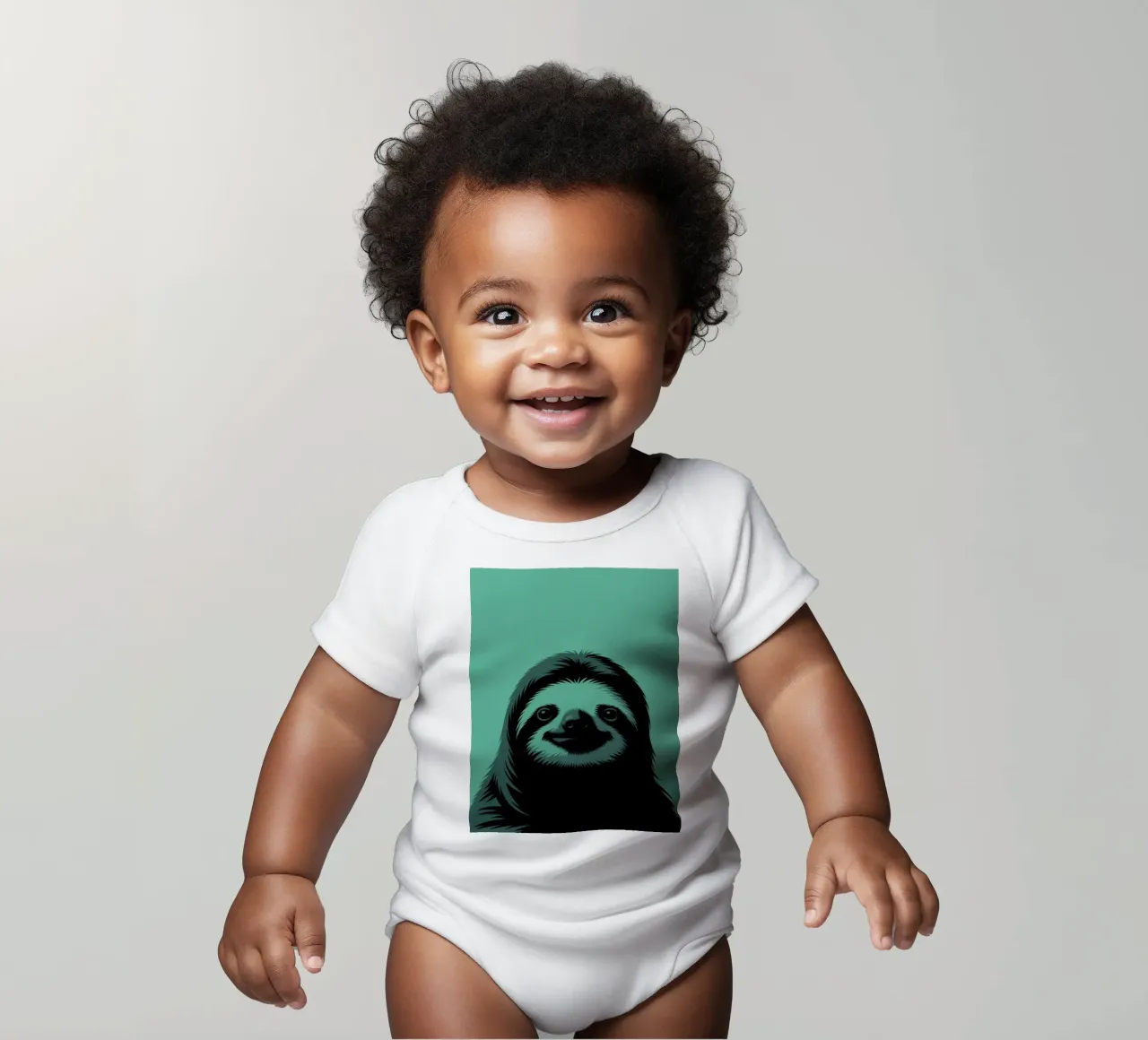 Cool sloth illustration, minimal, funny animals short-sleeve baby romper by SlothStella