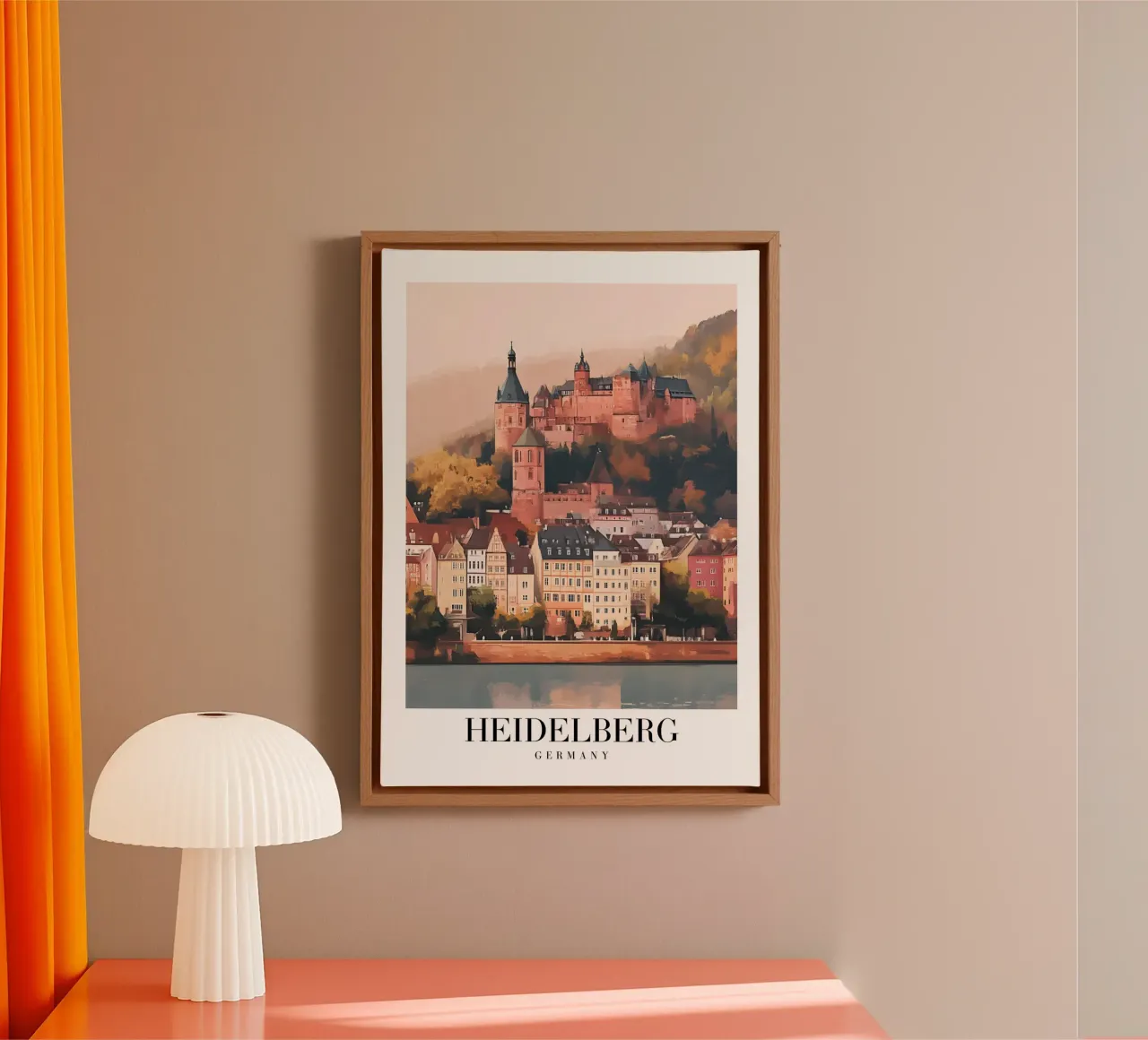Kunstdruk Kasteel Heidelberg - Duits Romantisch Uitzicht canvas met Baklijst van homdeco