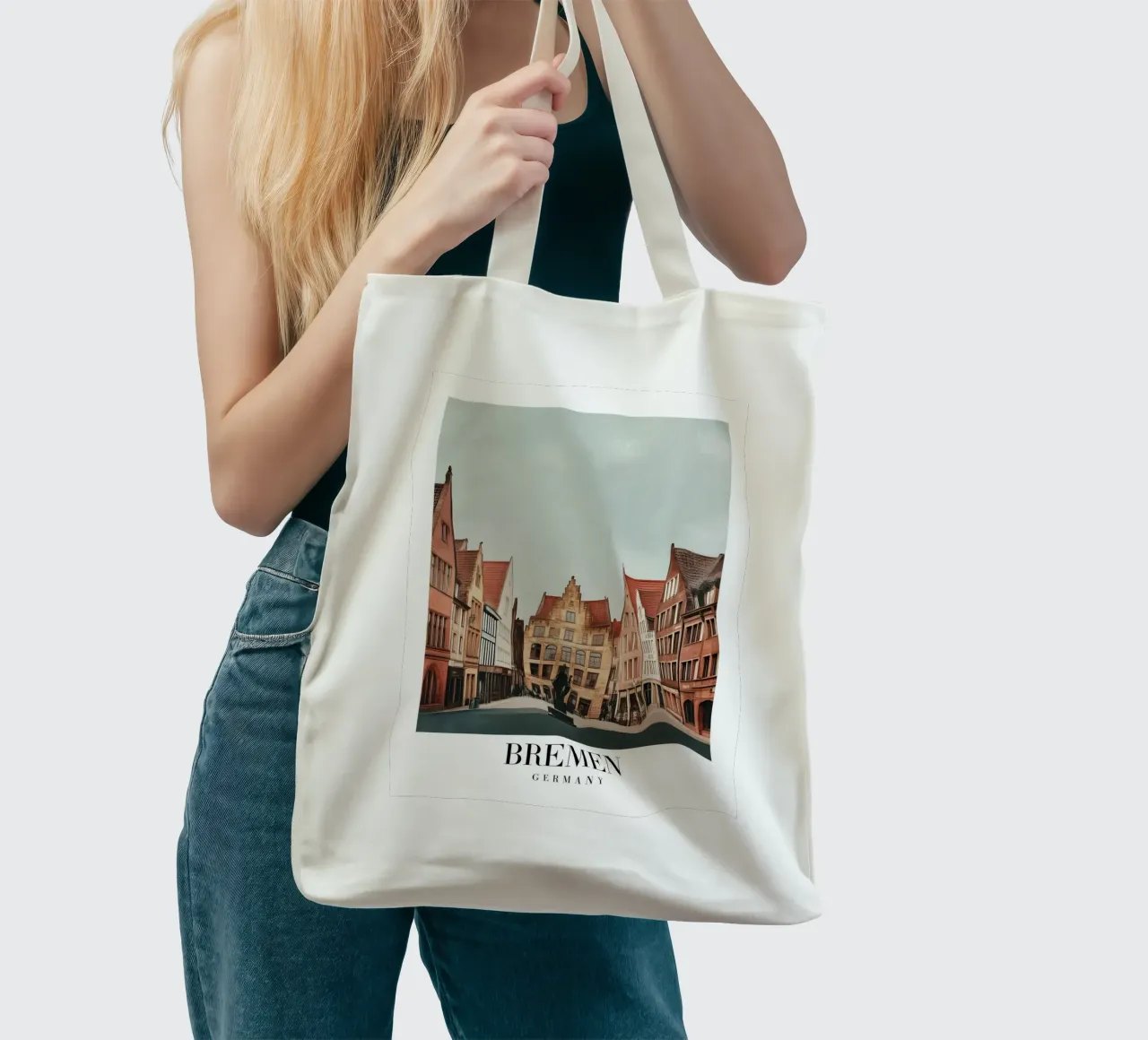 Stampa mercato Brema - Città anseatica tedesca borsa in juta da homdeco