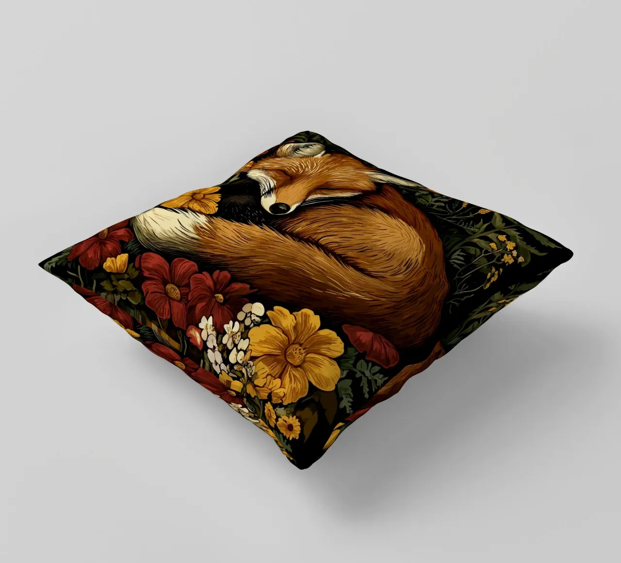 Volpe addormentata nell'aiuola cuscino da pixelbull - medieval art and more