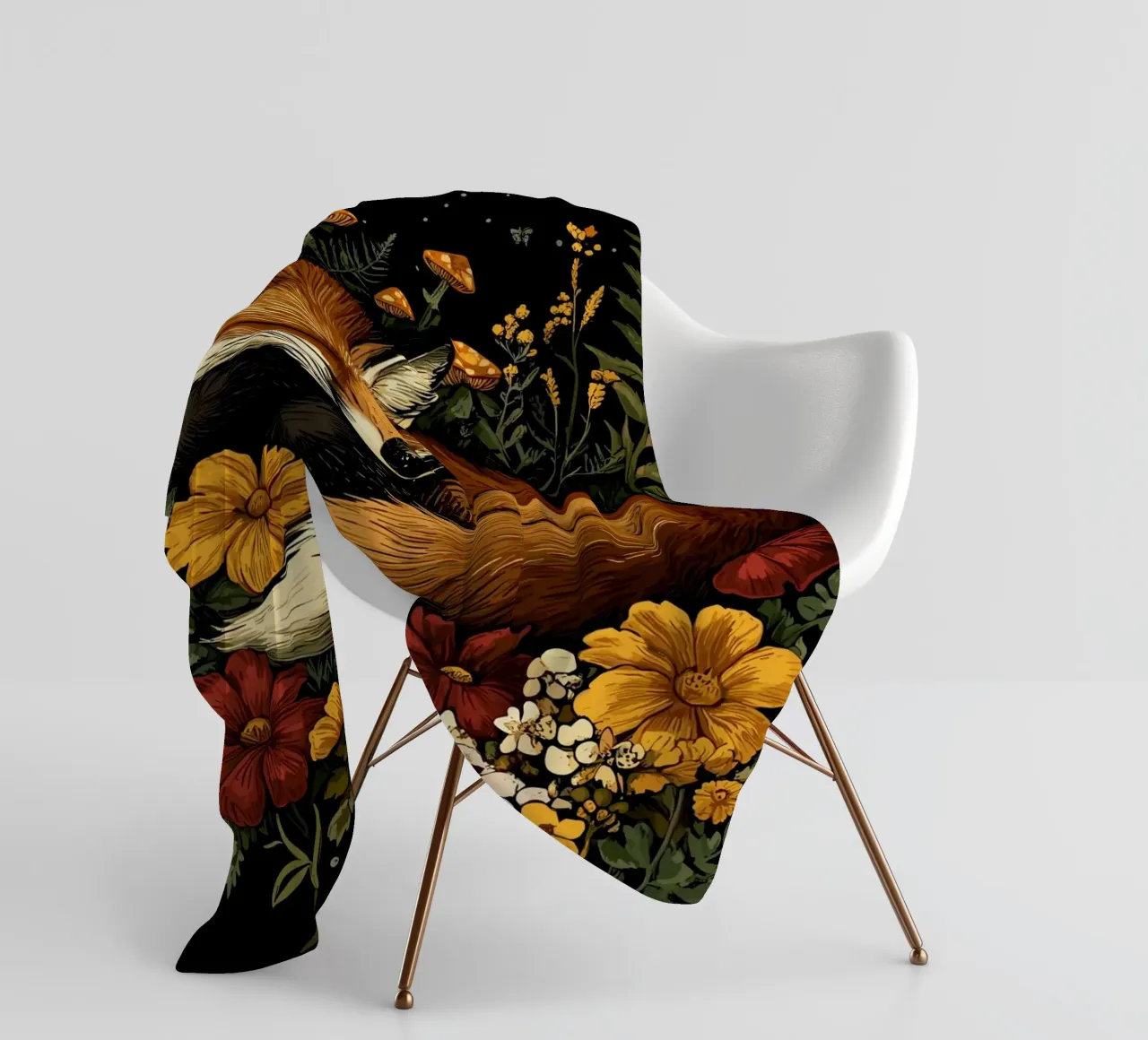 Volpe addormentata nell'aiuola coperta in pile da pixelbull - medieval art and more