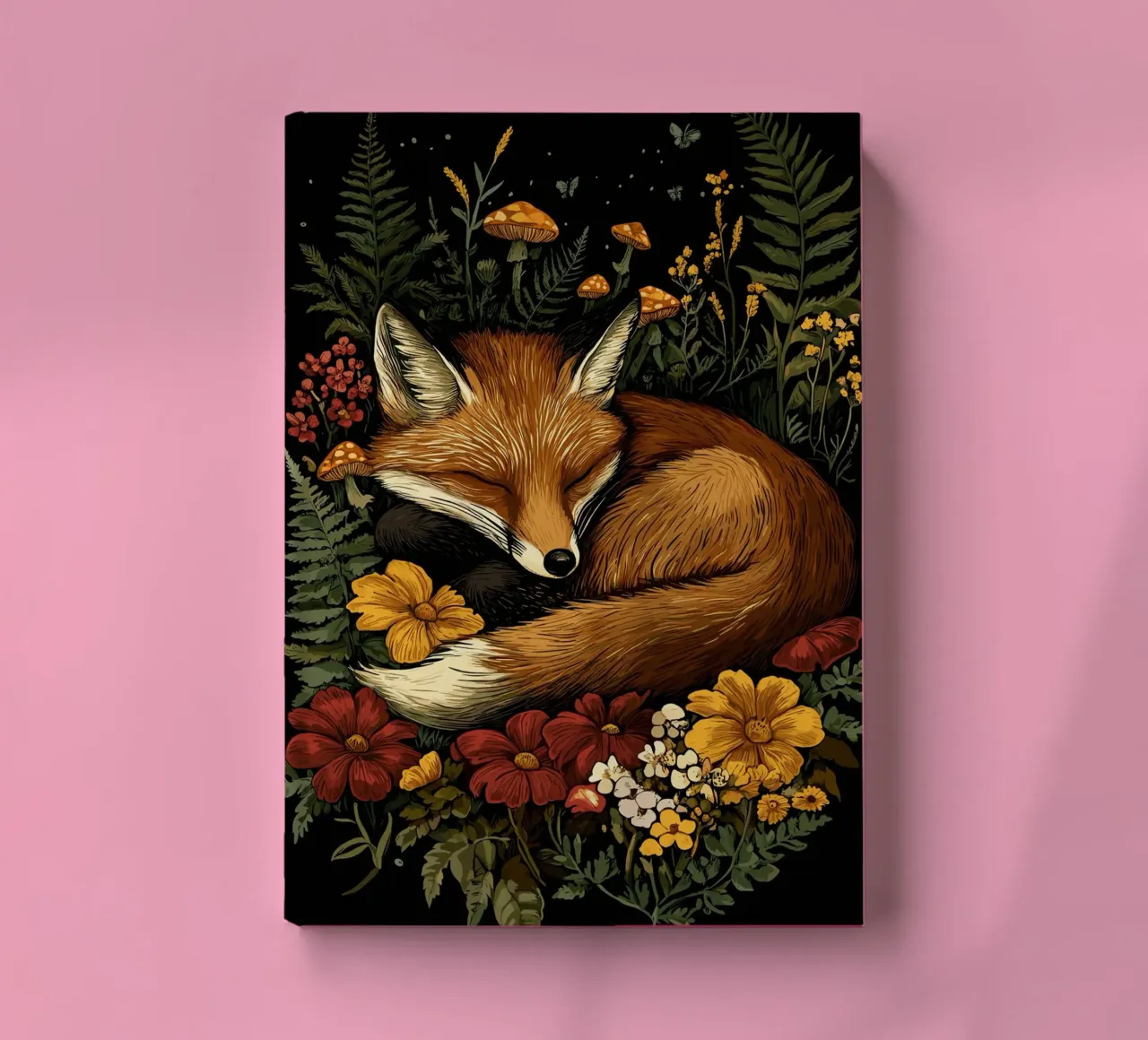 Sleeping fox in the flower bed notebook by pixelbull - medieval art and more