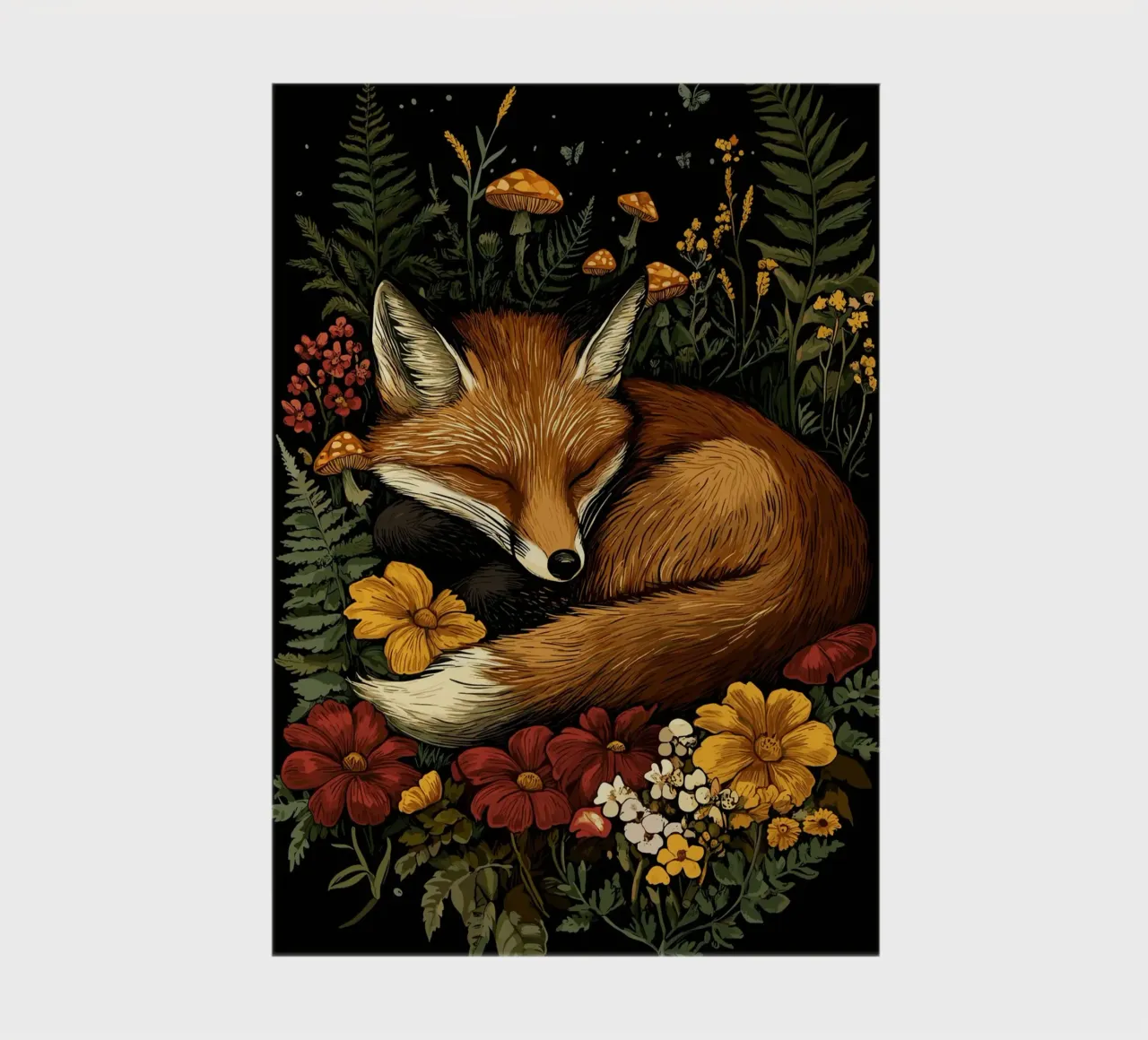 Sleeping fox in the flower bed notebook by pixelbull - medieval art and more