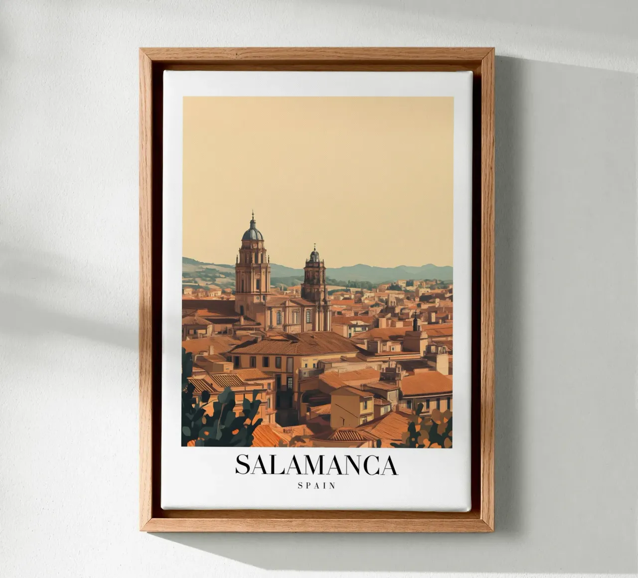 Salamanca Skyline Art Print - Renacimiento Español lienzo con Marco flotante de homdeco