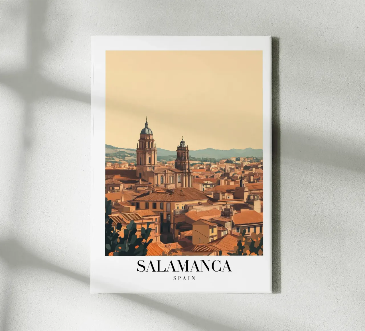 Salamanca Skyline Art Print - Renacimiento Español lienzo con Marco flotante de homdeco