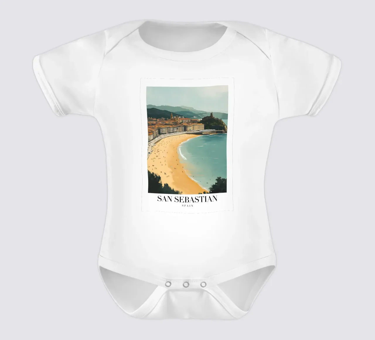 Stampa d'arte sulla spiaggia di San Sebastian La Concha - Costa Basca body neonato maniche corte da homdeco
