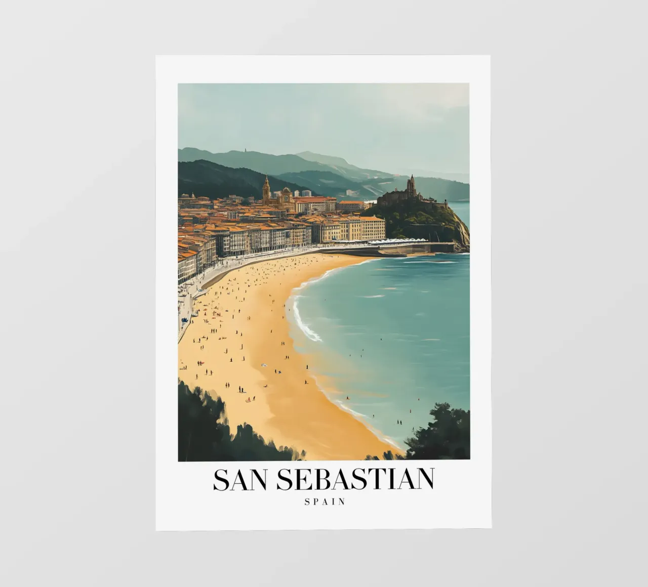 Stampa d'arte sulla spiaggia di San Sebastian La Concha - Costa Basca telo in pvc da homdeco