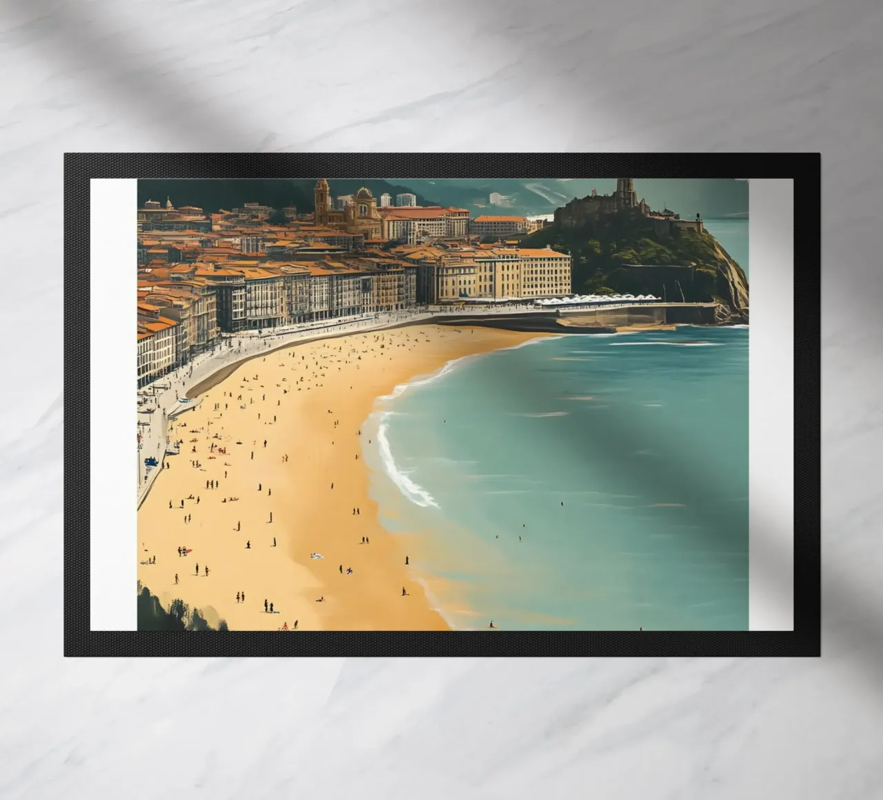 Stampa d'arte sulla spiaggia di San Sebastian La Concha - Costa Basca zerbino da homdeco