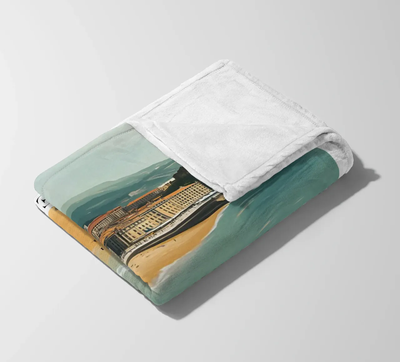 Stampa d'arte sulla spiaggia di San Sebastian La Concha - Costa Basca coperta in pile da homdeco