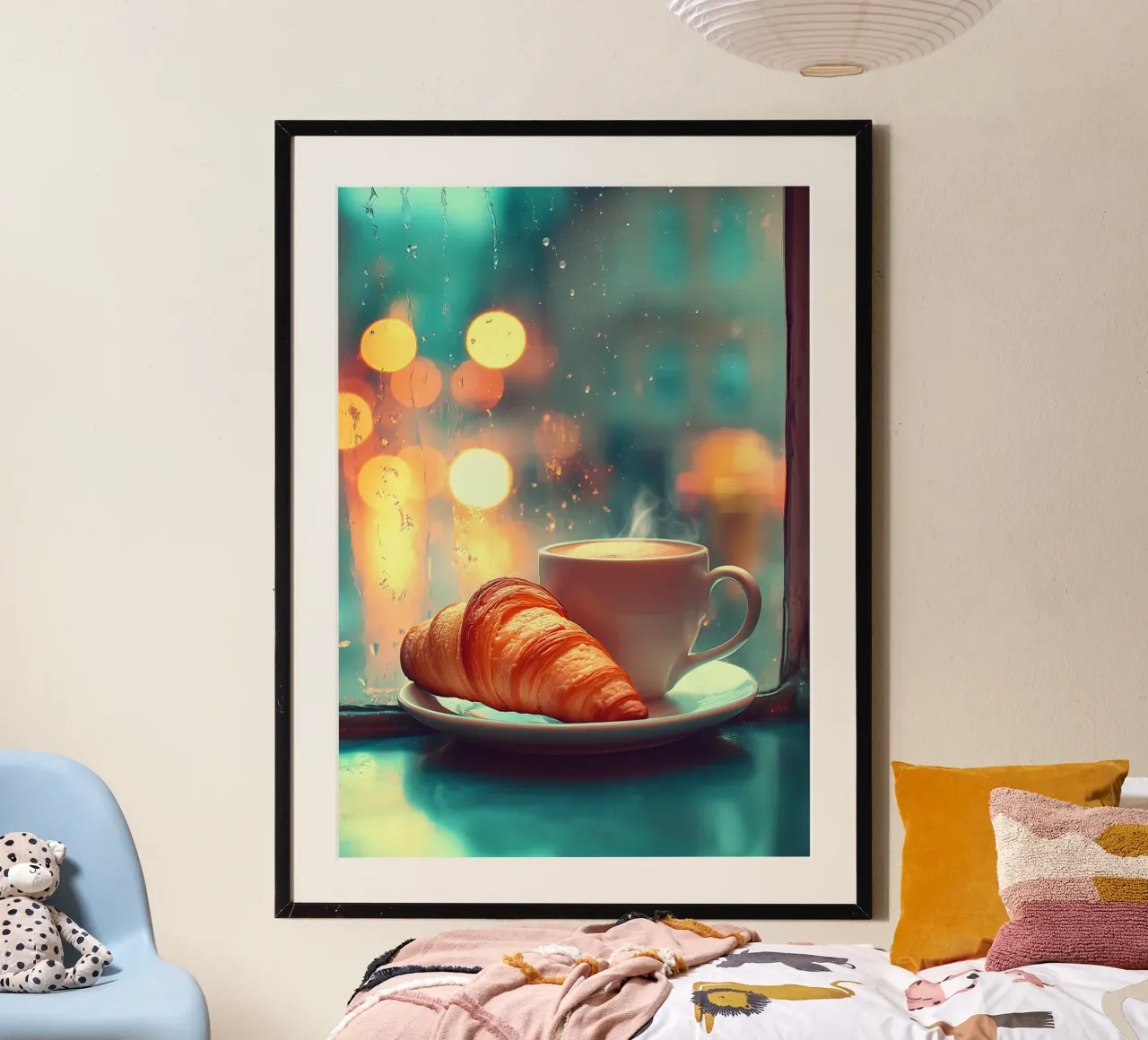 Croissant e caffè sotto la pioggia carta hahnemühle da pixelbull - medieval art and more