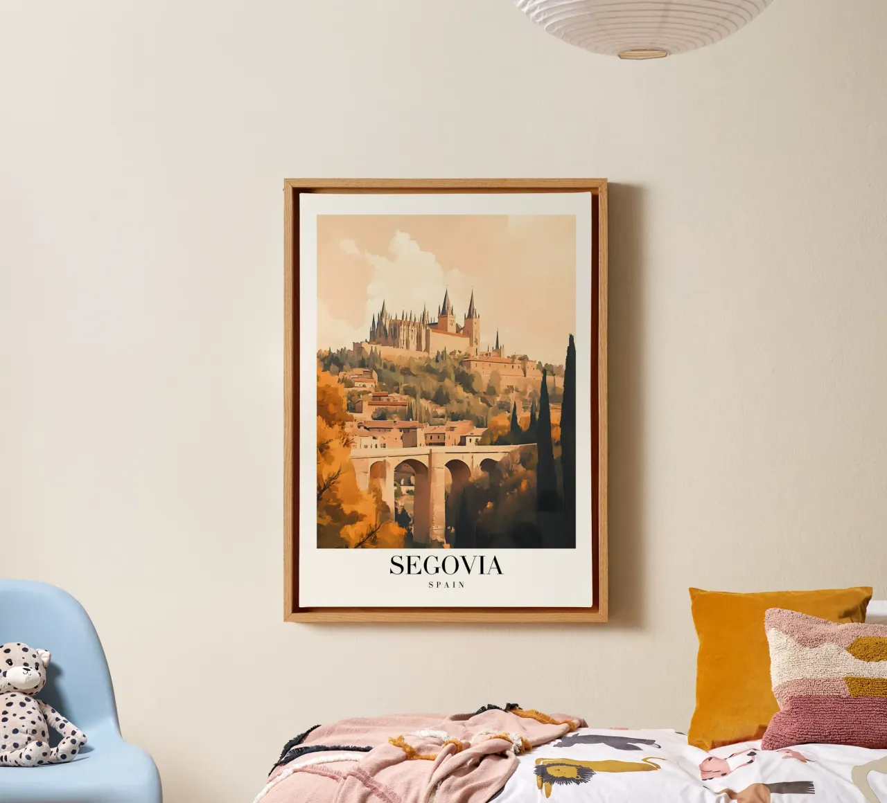 Segovia Alcázar Art Print - Spanish Castle View canvas with Floater frame by homdeco