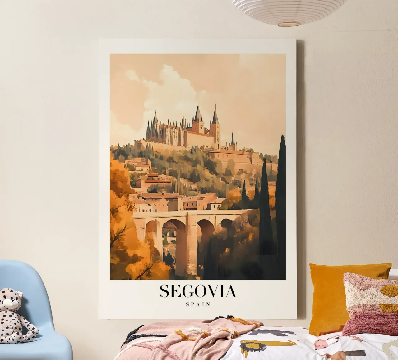 Segovia Alcázar Art Print - Spanish Castle View canvas with Floater frame by homdeco