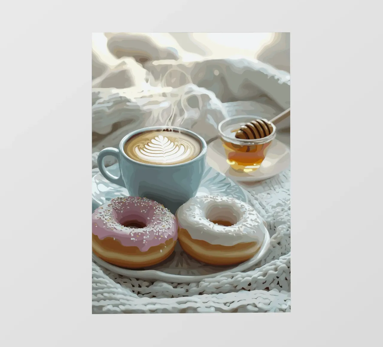 Mattinata dolce con ciambelle e cappuccino telo in pvc da pixelbull - medieval art and more