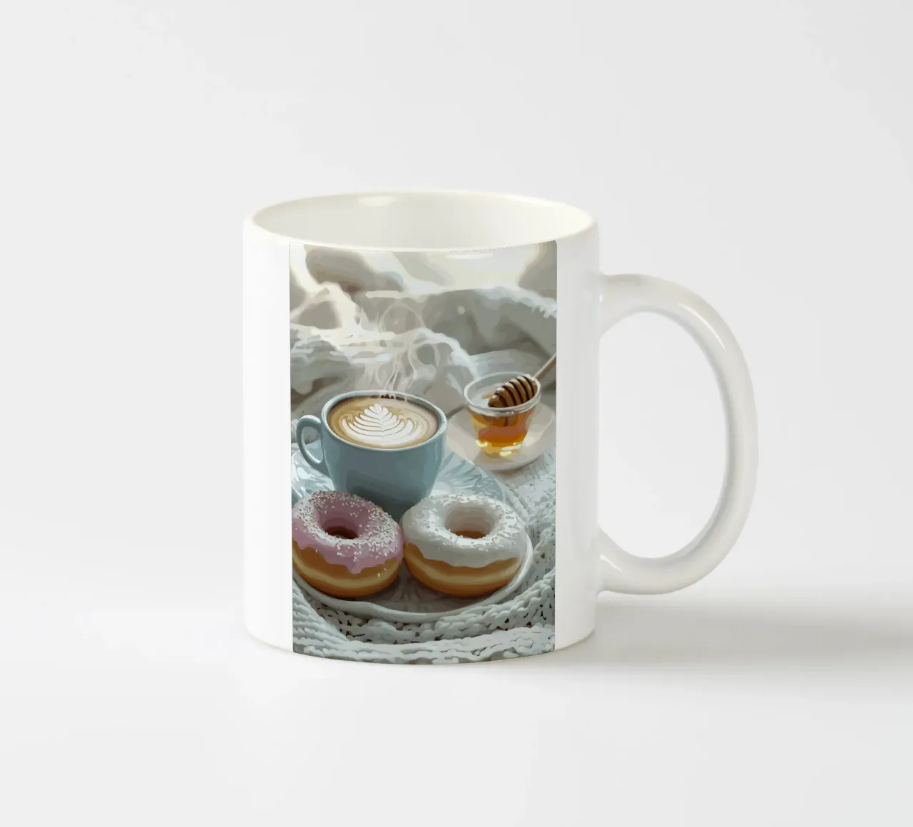 Douce matinée de beignets et de cappuccino mug en céramique de pixelbull - medieval art and more