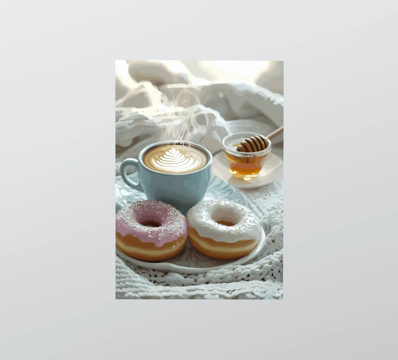 Douce matinée de beignets et de cappuccino autocollant de pixelbull - medieval art and more