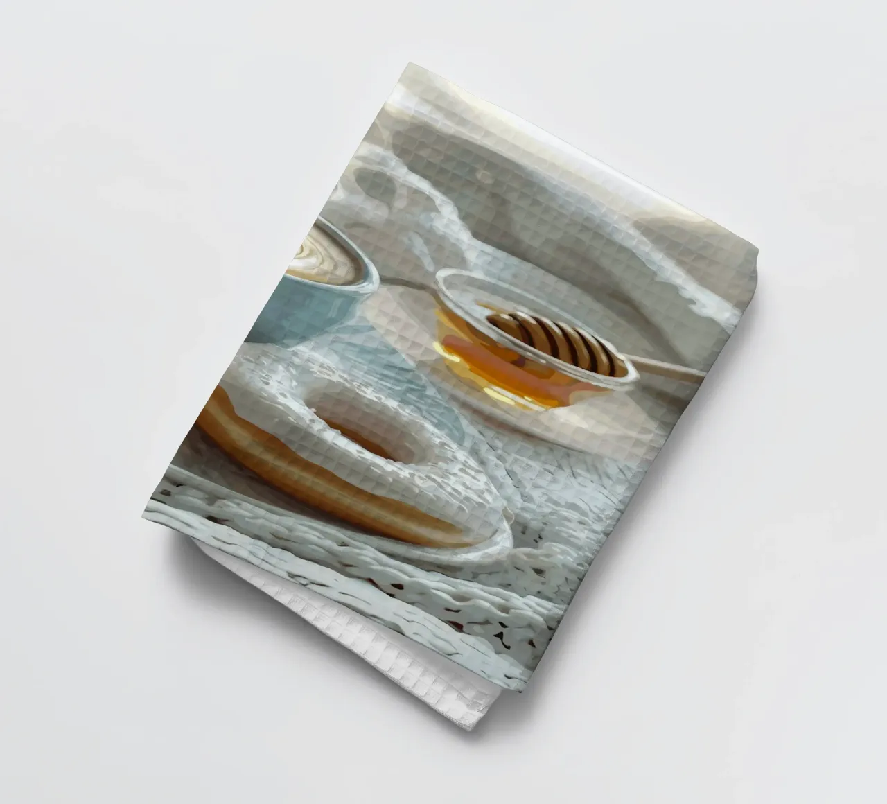 Douce matinée de beignets et de cappuccino torchon de pixelbull - medieval art and more