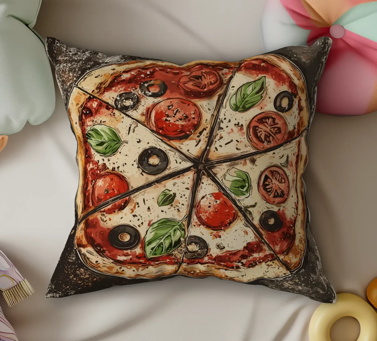 Pizza rustica con gusto italiano cuscino da pixelbull - medieval art and more