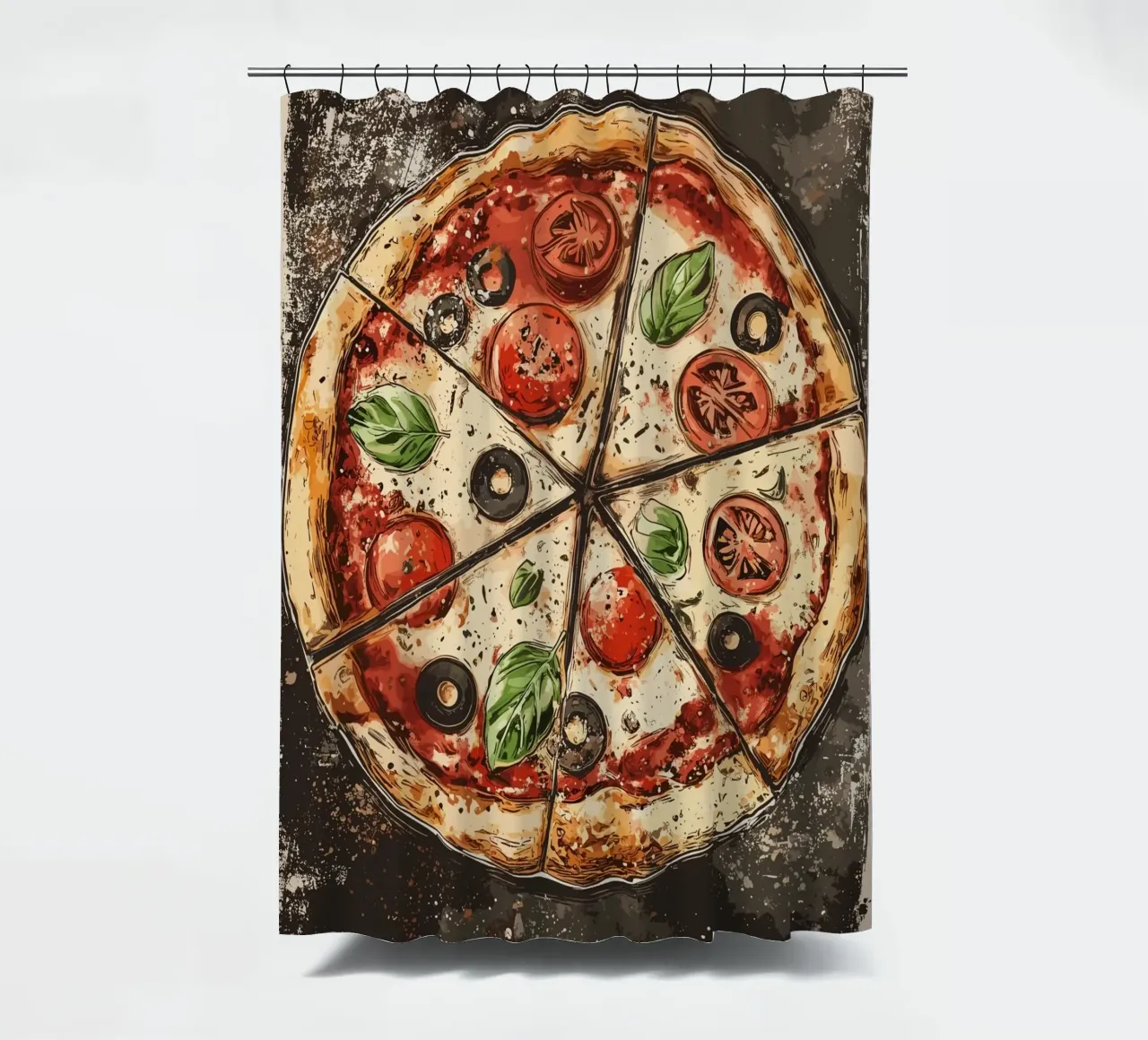 Rustic pizza with Italian flair shower curtain by pixelbull - medieval art and more