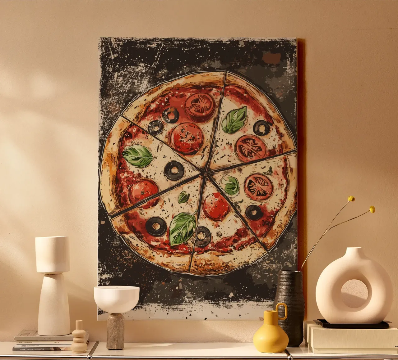 Rustic pizza with Italian flair canvas by pixelbull - medieval art and more
