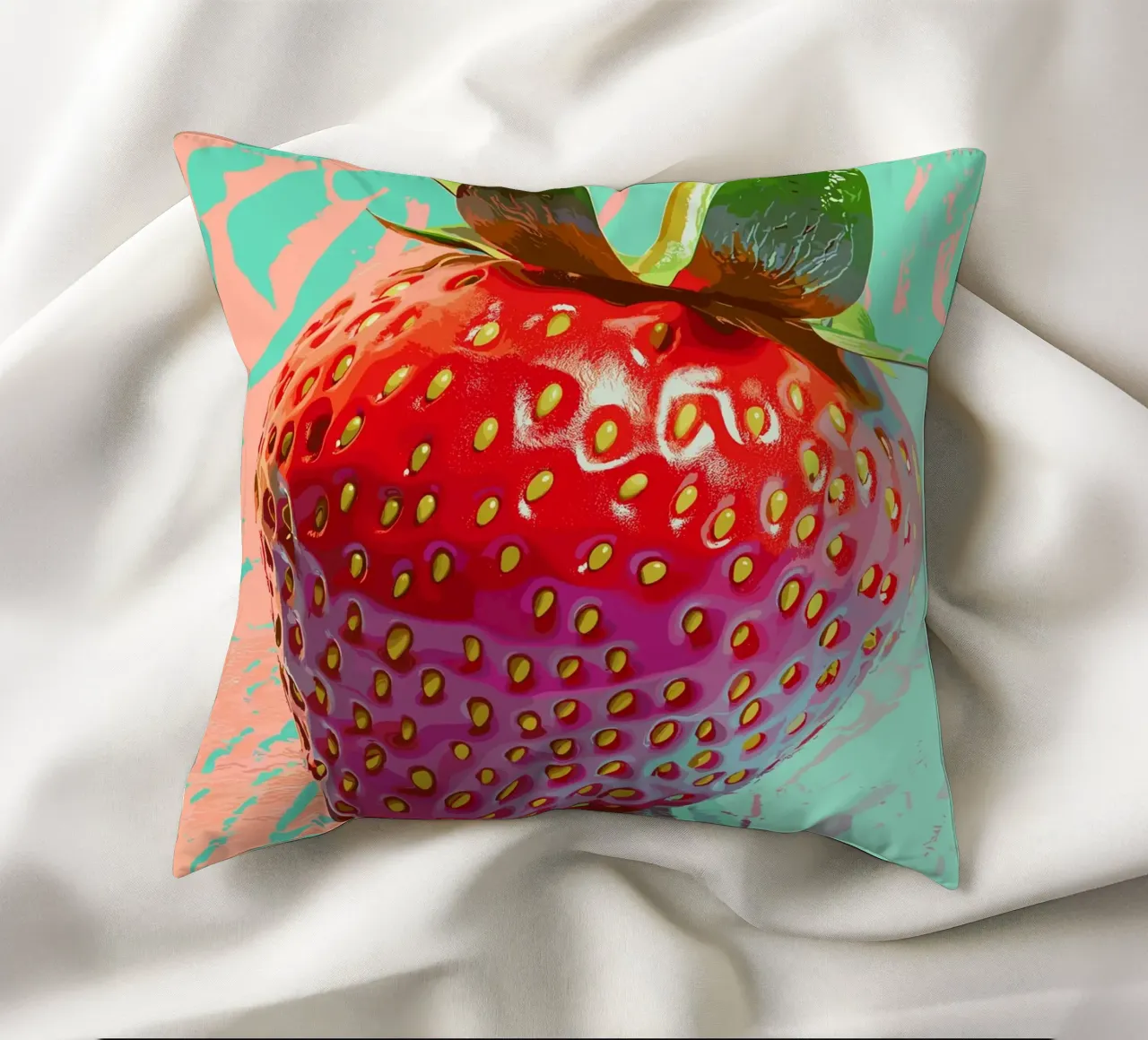 Fragola in luminosità pop art cuscino da pixelbull - medieval art and more