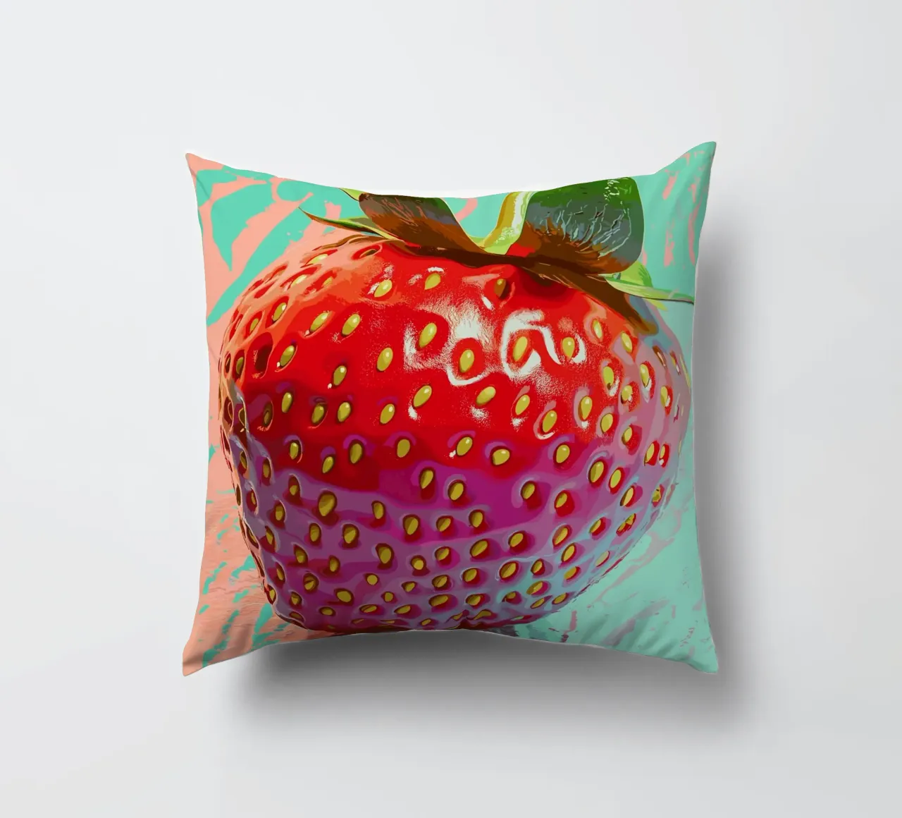 Fragola in luminosità pop art cuscino da pixelbull - medieval art and more