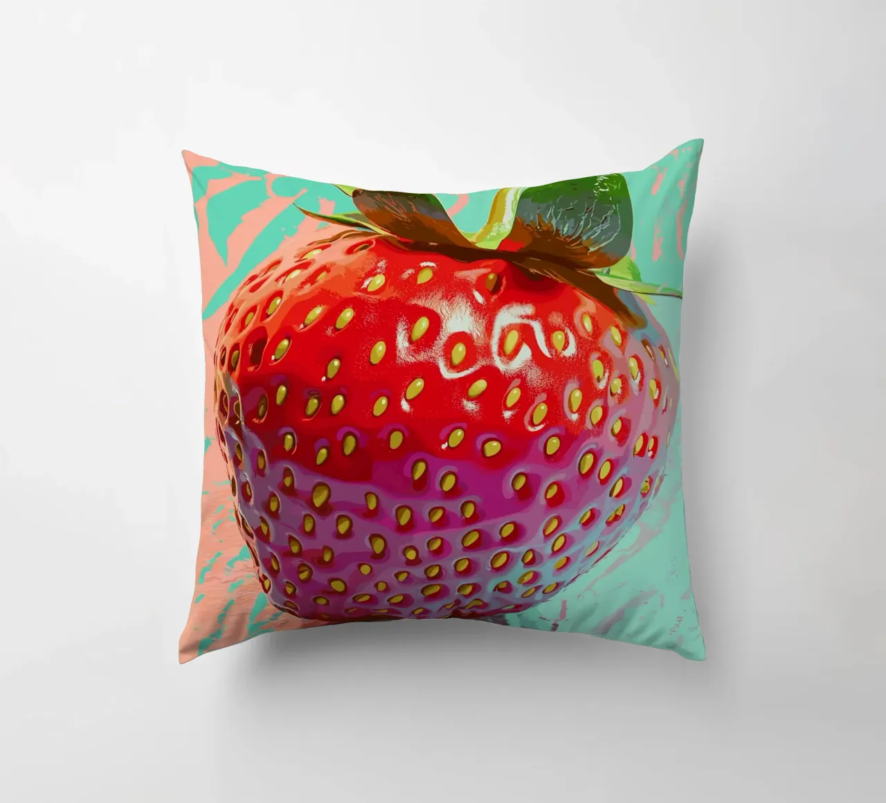 Fragola in luminosità pop art cuscino da pixelbull - medieval art and more