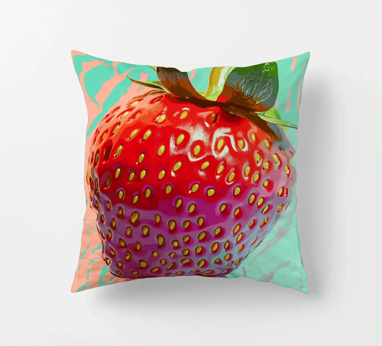 Fragola in luminosità pop art cuscino da pixelbull - medieval art and more