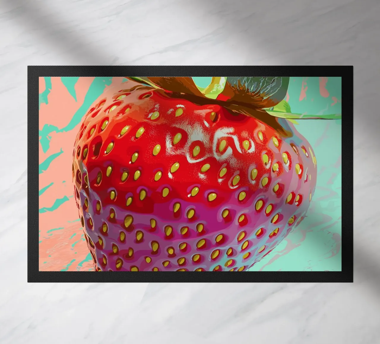 Fragola in luminosità pop art zerbino da pixelbull - medieval art and more
