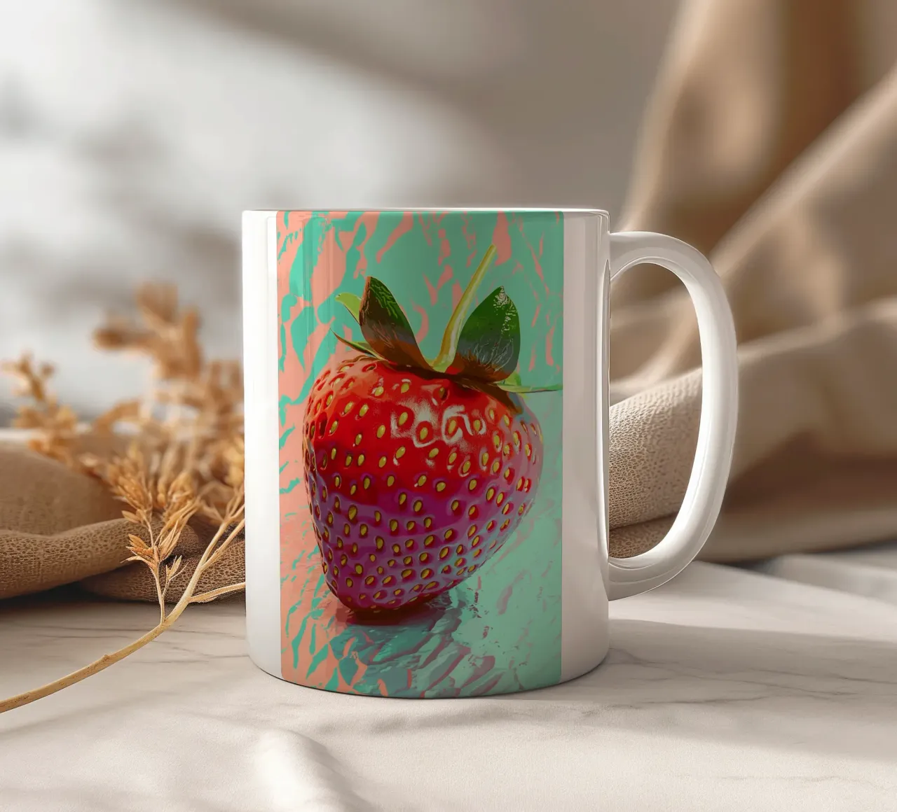 Fragola in luminosità pop art tazza in ceramica da pixelbull - medieval art and more